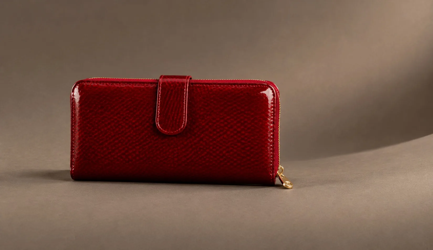 Crimson Strap Wallet still life